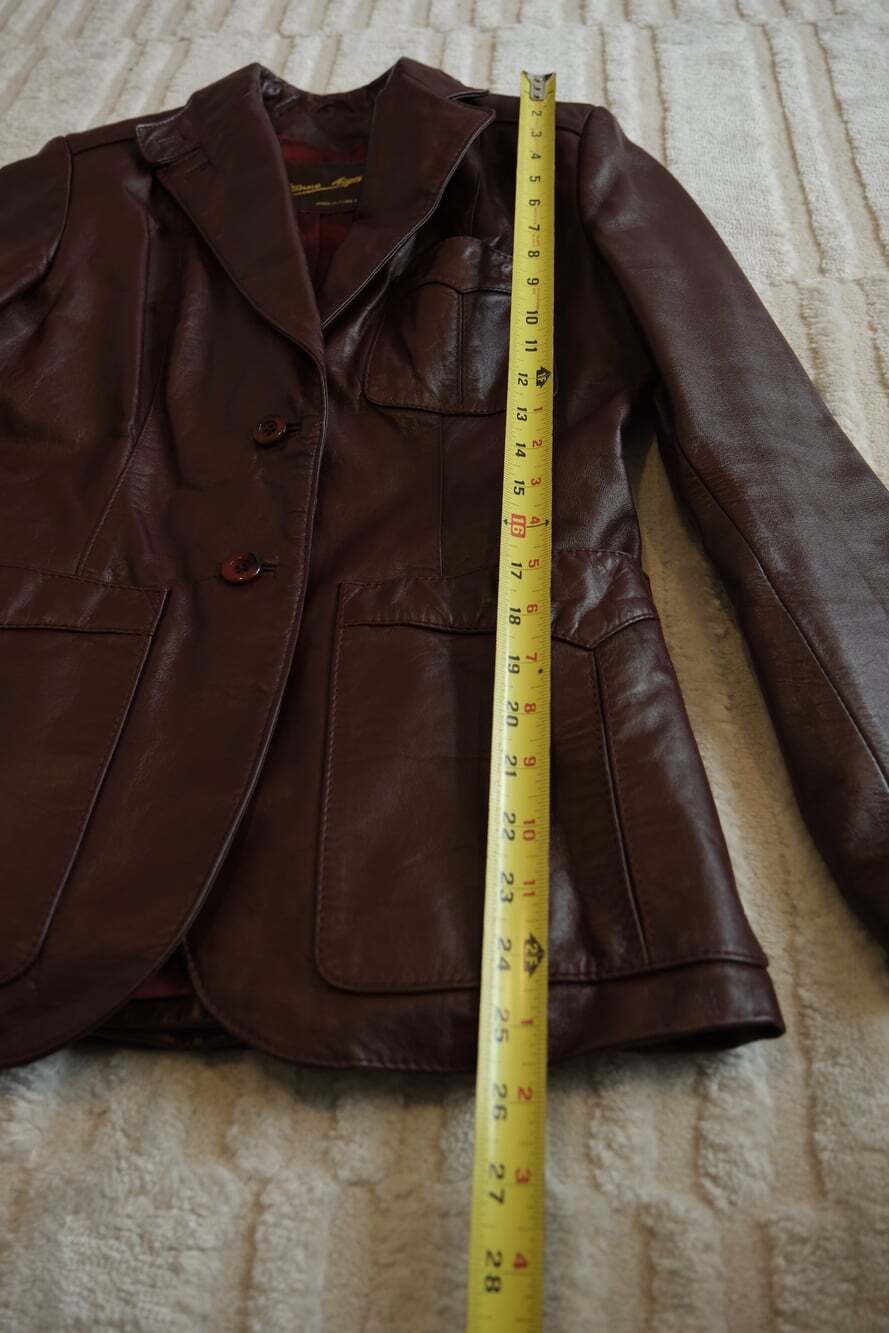 Vintage Etienne Aigner Burgundy Genuine Leather Blazer Jacket Size 8 70s 80s - Picture 6 of 11